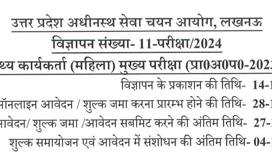 UPSSSC Female Health Worker ANM Recruitment 2024